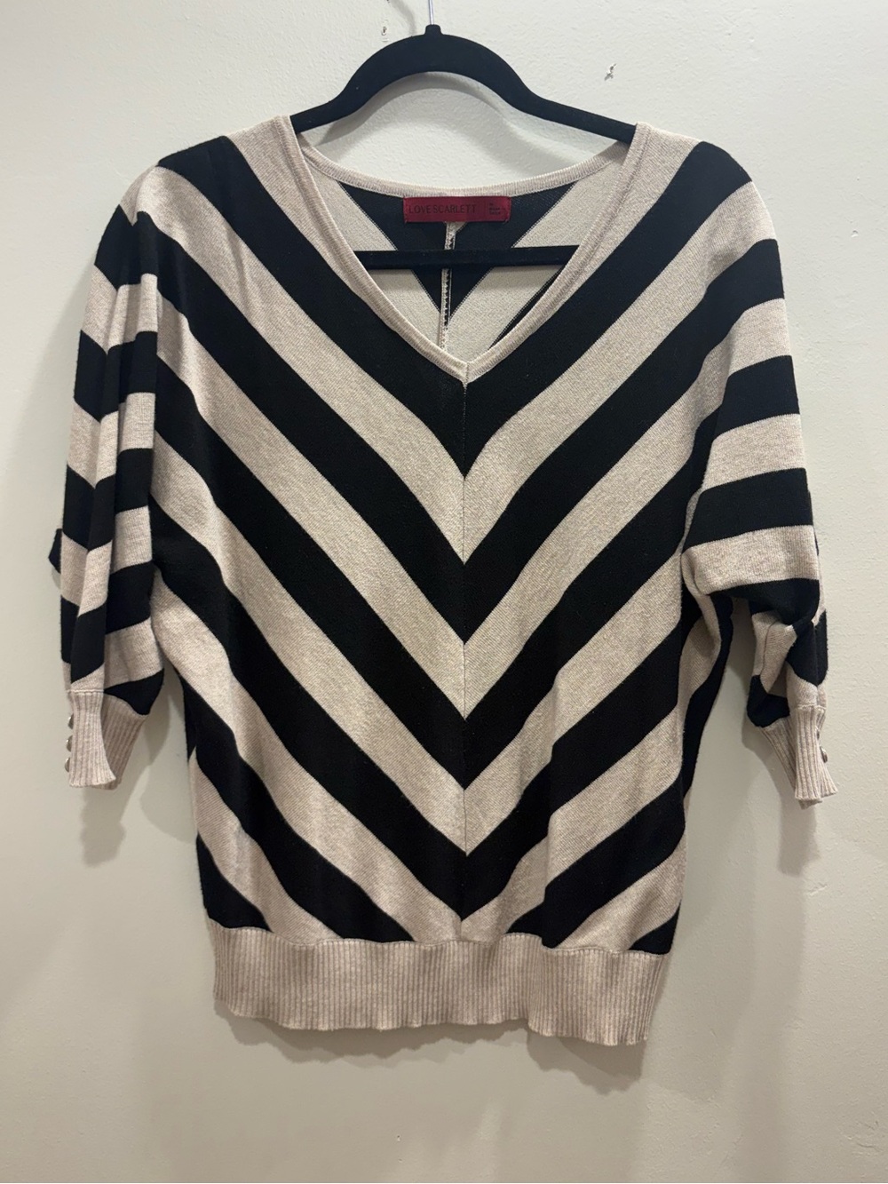 Love Scarlett Medium Chevron Stripe Dolman Knit Sweater Top